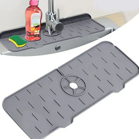 Other - Silicone Sink Faucet Drip Tray Splash Guard Grey